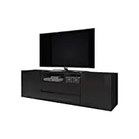 selsey bros - meuble tv/banc tv (140 cm, noir mat/noir brillant)