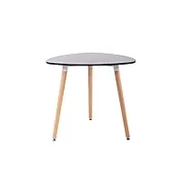 clp table de cuisine retro abenra i table d'appoint triangulaire avec 3 pieds en bois diamètre 80 cm hauteur de la table 75 cm, couleur:noir, taille:80 cm