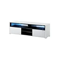 selsey mario - meuble tv/banc tv (140 cm, blanc/noir, avec led)