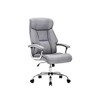 amoiu chaise de bureau, fauteuil ergonomique de dossier Élargi, siège en lin de haute qualité, avec soutien tete confortable et coussin doublé, gris