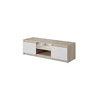 selsey permys - meuble tv/banc tv (120 cm) (effet chêne/blanc mat, avec led)
