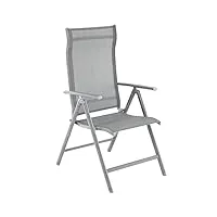 songmics chaise de jardin pliable, siège d'extérieur, cadre en aluminium robuste, dossier réglable sur 8 positions, charge 120 kg, gris gcb02gy