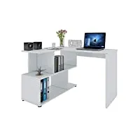 woltu table de bureau en aggloméré, table de travail pc table d'ordinateur avec étagères, 120x100x77cm, blanc, ts64ws