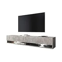 selsey wander - meuble tv suspendu/banc tv avec led (180 cm) (béton)