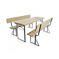 mobeventpro set brasserie avec table 180 cm et bancs avec dossier