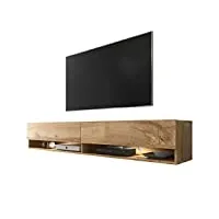 selsey wander - meuble tv suspendu/banc tv avec led (180 cm) (effet chêne wotan)