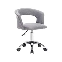 woltu bs30hgr chaise de bureau tabouret à roulette en lin,tabouret de travail tabouret roulant avec accoudoir, réglable en hauteur,gris clair