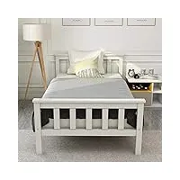 modernluxe lit d'enfant lit simple ou double cadre de lit en bois avec sommier à lattes et tête de lit lit en bois massif laqué blanc lit d'invité lit de jeunesse