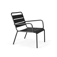 oviala palavas - fauteuil de jardin bas relax acier anthracite