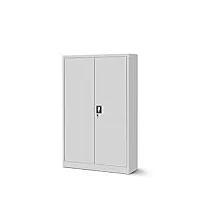 jan nowak armoire de bureau métallique c001k 3 etagères tôle d'acier portes battantes verrouillable 140 cm x 90 cm x 40 cm (gris)
