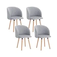 woltu lot de 4 chaise de cuisine en velours fauteuil de repas salle à manger, gris, bh121gr-4