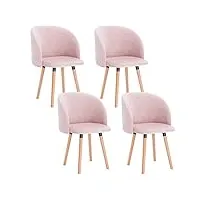 woltu lot de 4 chaise de cuisine en velours fauteuil de repas salle à manger, rose, bh121rs-4