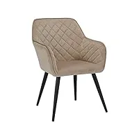 duhome fauteuil de salle à manger velours, fauteuil avec dossier pieds métalliques chaise de salle à manger design rétro fauteuil de maquillage pour coiffeuse salon chambre à coucher, beige
