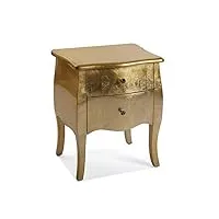 versa cagliari table de chevet petite table décoration ou table d'appoint pour la chambre ou le salon meuble rangement, avec 2 tiroirs, dimensions (h x l x l) 60 x 39 x 50 cm, bois, couleur: doré
