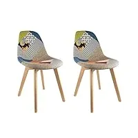 the concept factory chaise scandinave patchwork coloré - lot de 2