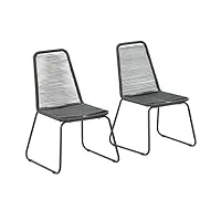 vidaxl 2x chaises de jardin résine tressée noir salon de jardin terrasse patio