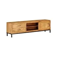 vidaxl meuble tv armoire rangement mobilier table tv bois de manguier massif