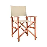 casaria chaise de jardin cannes bois d'eucalyptus certifié fsc® pliable chaise de régie pliante en bois jardin chaise de metteur en scène crème