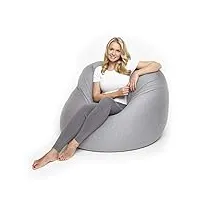 lumaland flexi comfort pouf big | bean bag premium flexible | coussin de siège 155 x 100 cm | idéal pour s'allonger ou s'asseoir | fauteuil & canapé pour enfants et adultes [gris clair]