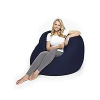 lumaland flexi comfort pouf medium | bean bag premium flexible | coussin de siège 142 x 84 cm | idéal pour s'allonger ou s'asseoir | fauteuil & canapé pour enfants et adultes [bleu marine]