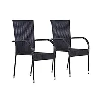 vidaxl 2x chaise salle à manger extérieur résine tressée noir jardin terrasse