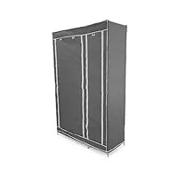 primematik - armoire de rangement en tissu 110 x 45 x 175 cm gris double avec porte rouleau