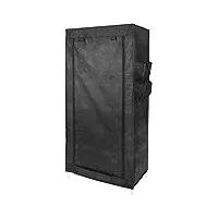 primematik - armoire de rangement en tissu 70 x 45 x 155 cm noir avec porte rouleau