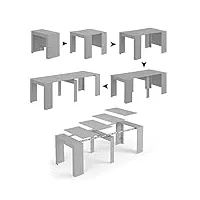 dmora table extensible, console en bois, 4 rallonges jusqu'à 237 cm, 90 x 50 x 78 cm, multi-usages, béton, ciment, portallaunghe incluso