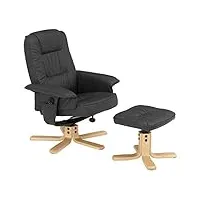 idimex fauteuil de relaxation charly avec repose-pieds pouf, siège pivotant et dossier inclinable, assise rembourrée confortable et relax, revêtement synthétique gris