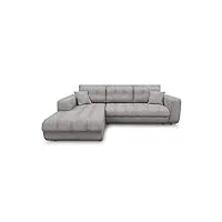 loungitude - suzie - canapé d'angle -gauche- convertible - 4 places - revêtement capitonné - en tissu - gris clair - l246cm