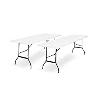 idmarket - lot de 2 tables pliantes portables 180 cm pour camping ou réception