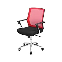 songmics fauteuil de bureau pivotant, chaise à dossier, siège, hauteur réglable, rouge obn83rd