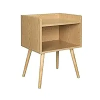 woltu tsr70hei table de chevet avec compartiment de rangement ouvert en bois, chêne clair, 46x38x60cm (lxpxh)