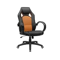 songmics fauteuil de bureau racing fauteuil gamer comfortable hauteur réglable avec dossier inclinable accoudoir repose-tête pivotant 360 degrés similicuir noir-orange obg56bo