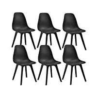 [en.casa] set de 6 chaises design chaise de cuisine chaise de salle à manger plastique noir 83 x 54 x 48 cm