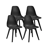 [en.casa] set de 4 chaises design chaise de cuisine chaise de salle à manger plastique noir 83 x 54 x 48 cm
