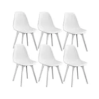 [en.casa] set de 6 chaises design chaise de cuisine chaise de salle à manger plastique blanc 83 x 54 x 48 cm