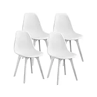 [en.casa] set de 4 chaises design chaise de cuisine chaise de salle à manger plastique blanc 83 x 54 x 48 cm