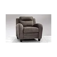 dafnedesign.com fauteuil relax simili cuir effet nubuck gris - cm. 92 x 90 x (h) 94 cm. matériau : similicuir gris clair.