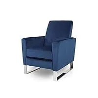 christopher knight home arvin fauteuil inclinable, velours, acier inoxydable, cobalt, argent