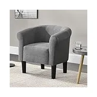 [en.casa] fauteuil chaise siège tissu polyester plastique gris 70 x 70 x 58 cm