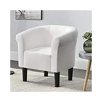 [en.casa] fauteuil chaise siège similicuir plastique blanc 70 x 70 x 58 cm