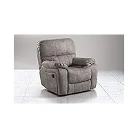 dafne italian design fauteuil avec recliner électrique (109 x 105 x 105 h cm) – matériau : simili cuir gris éléphant