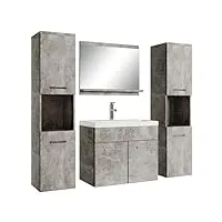 badplaats b.v. meuble de salle de bain montreal xl 60 cm lavabo beton gris - armoire de rangement meuble lavabo evier meubles