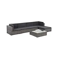 festnight canapé de jardin en résine tressée mobilier exterieur pour terrasse canape de salon de patio grise + gris foncé