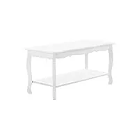[en.casa] table basse table de salon en style shabby chic mdf sapin laqué blanc 87,5cm x 40cm x 42cm