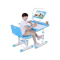 soulong ensemble de bureau et chaise enfant hauteur réglable et pivotant 0 à 45 ° set table ergonomique de dessin et chaise avec lampe contrôle tactile meuble pour enfant (bleu)