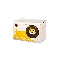 3 sprouts, coffre à jouets en polyester, idéal pour contenir et organiser des objets et des jeux pour enfants, décoré de lion jaune, 61x37x38 cm