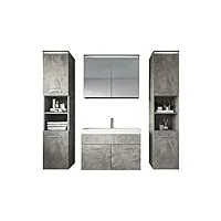 badplaats b.v. meuble de salle de bain paso xl 80 x 40 cm beton gris – armoire de rangement meuble lavabo evier meuble lavabo