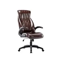 intimate wm heart chaise de bureau, fauteuil de bureau en cuir à haut dossier, chaise ergonomique, cuir pu de haute qualité, accoudoirs réglables, siège exécutif inclinable, 150 kg, brun